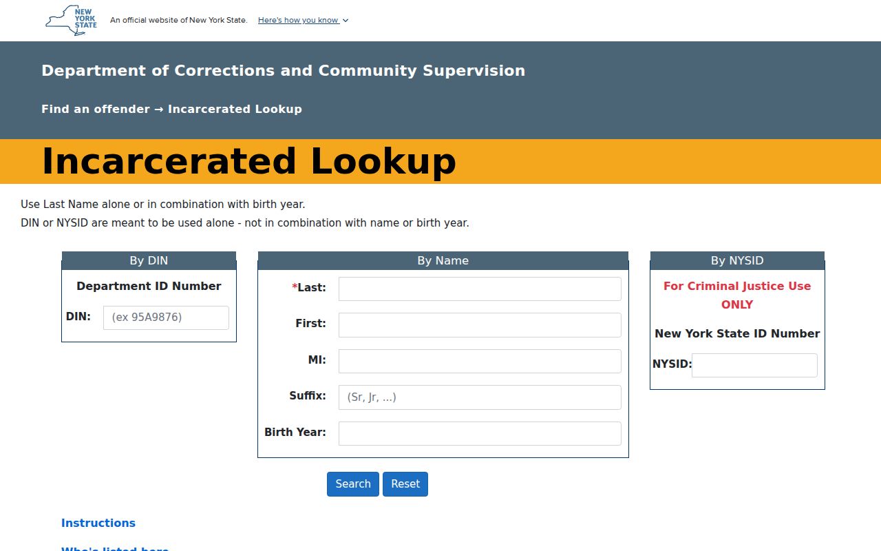 New York County arrest history search through DOCCS custody records