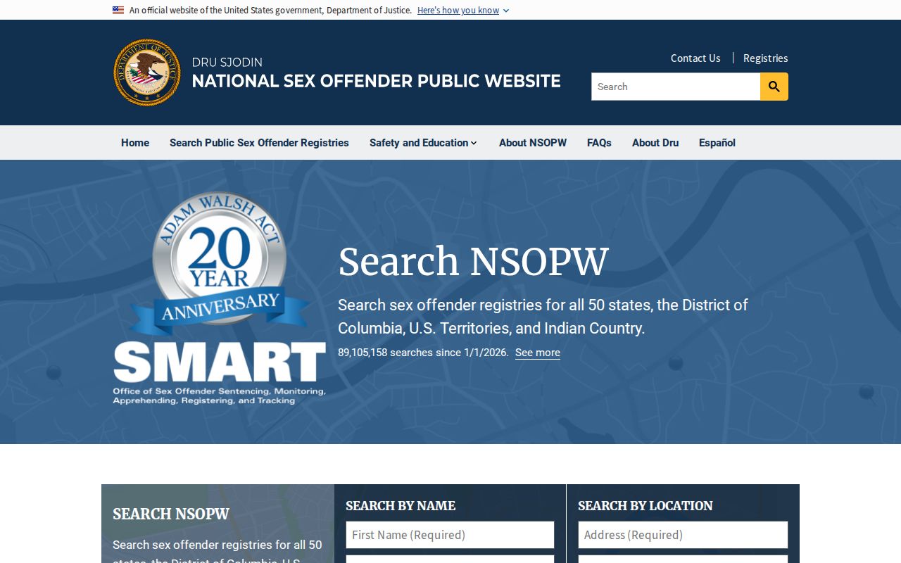 New York County sex offender search through the national NSOPW service