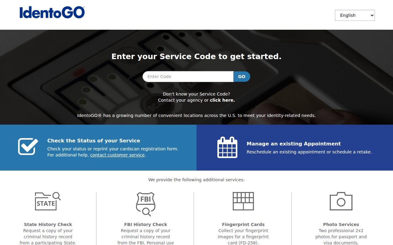 New York County criminal history fingerprint enrollment through IdentoGO